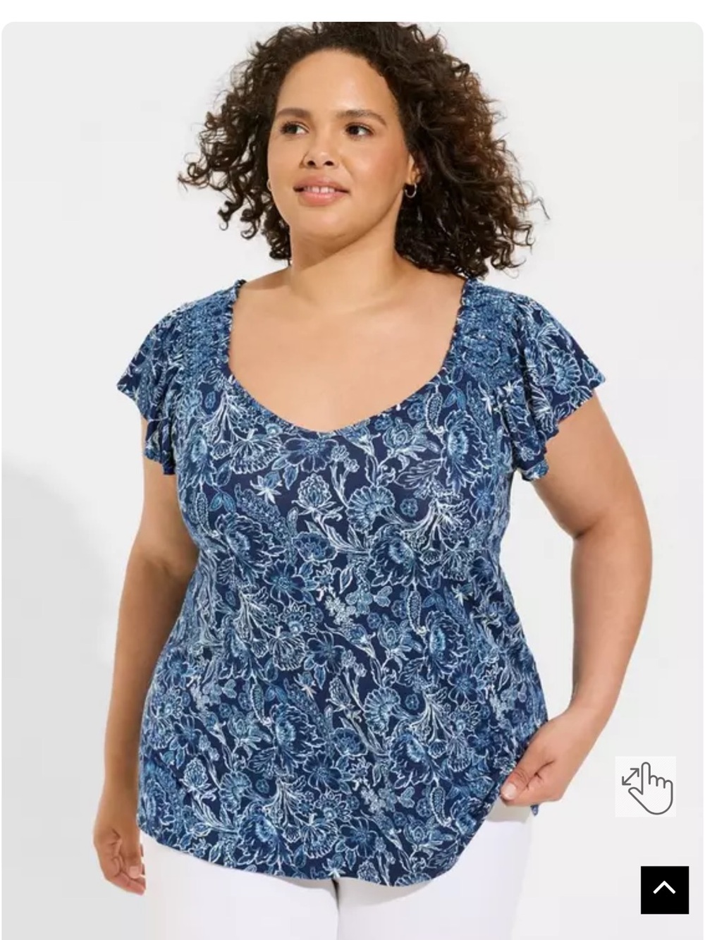 torrid Blue Floral Scoop Neck Short Sleeve Top